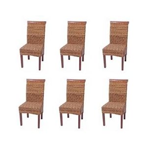 Mendler Set van 6 eetkamerstoelen rieten stoel M45 stoel banana wicker ~ licht, zonder kussen - beige 12411+12411+12411
