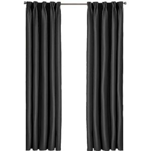 Larson - Luxe effen blackout gordijn - met haken - 3m x 2.5m - Zwart