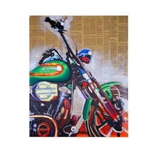 Mendler Olieverfschilderij Motorfiets, 100% Handgeschilderd Muurschilderij XL, 100x80cm - meerkleurig Weefsel 51270