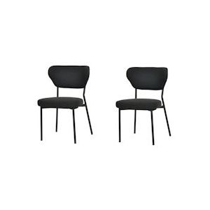 Duko Stapelbare stoel gestoffeerd - Zwart - SET VAN 2 - zwart Polypropyleen, kunststof 6096735284277