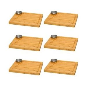 Raclette Bordenset voor 6 Personen - 30 x 25 cm Racletteplankjes van Hout met Dipschaal - Bamboe ...