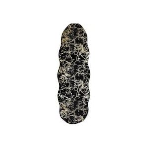 Badmat met marmermotief met golvende rand zwart/goud - zwart Polyester LZ60007-SchwarzGold