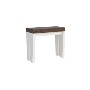 Itamoby Uitschuifbare console 90x40/300 cm Spimbo Mix Walnoot blad - Witte essen poten - 8050598100332