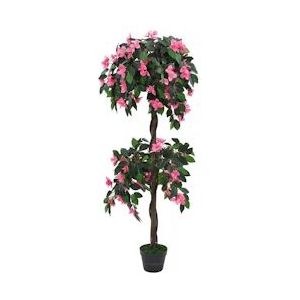 vidaXL Kunstplant met pot rododendron 155 cm groen en roze - 245951