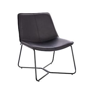 SVITA RON lounge fauteuil cocktail fauteuil clubfauteuil zonder armleuningen metalen frame lederlook zwart - zwart Synthetisch materiaal 91217