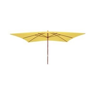 Mendler Parasol Florida, tuinparasol marktparasol, 3x4m polyester/hout 6kg ~ geel - geel Massief hout 97750