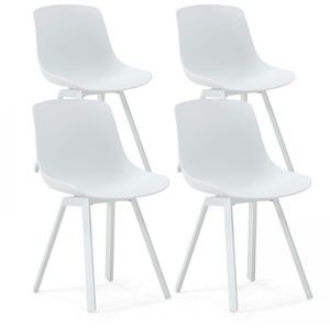 Oviala Business Set van 4 witte Scandinavische aluminium stoelen - wit Aluminium 106471