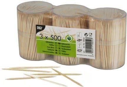 PAPSTAR - Tandenstokers - Hout - Rond - 6,7 cm - In Spenderbox - 10054