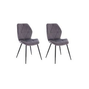 SVITA JAMIE set van 2 eetkamerstoelen Gestoffeerde stoel zonder armleuningen fluwelen hoes donkergrijs - grijs Textiel 91116