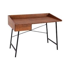 Mendler Console tafel HWC-J97, kaptafel opbergtafel, lade 3D structuur 98x114x60cm MVG-gecertificeerd ~ bruin - bruin Hout 84811+0