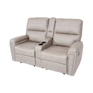 Mendler 2-zits bioscoopfauteuil HWC-K17, relaxfauteuil TV fauteuil bank, nosa ophanging bekerhouder vak ~ stof/textiel lichtgrijs - grijs Textiel 94728+94729+94730