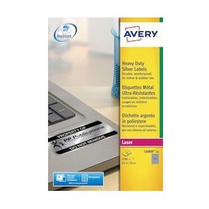 Avery Zweckform Avery ultra-sterke zilverkleurige etiketten ft 24,5 x 10 mm (b x h), 3.780 stuks, 189 per blad - 5014702990939