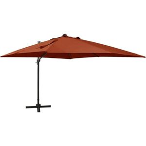 vidaXL Zweefparasol met paal en LED-verlichting 300 cm terracottakleur - 312351