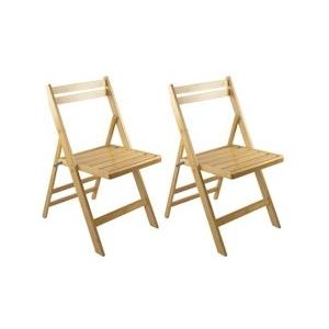 Pak 2 stoelen opvouwbare van bamboe hout natuurlijk 42,5x47,5x79 cm O91 - beige Bamboe 8429160027436