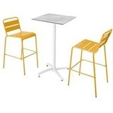Oviala Business Set van marmeren laminaat hoge tafel en 2 gele hoge stoelen - geel 110562