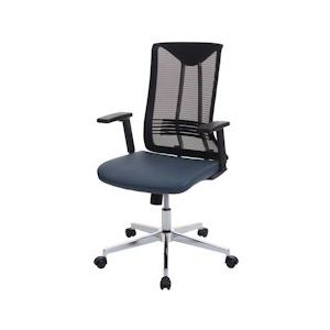 Mendler Bureaustoel HWC-J53, draaistoel bureaustoel, ergonomisch kunstleder ~ blauw-grijs - blauw Synthetisch materiaal 81085