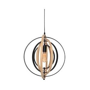 Anne Light & Home Hanglamp 3491BE dimbaar 1-l. E27-fitting - bruin Hout 3491BE