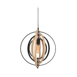 Anne Light & Home Hanglamp 3491BE dimbaar 1-l. E27-fitting - bruin Massief hout 3491BE