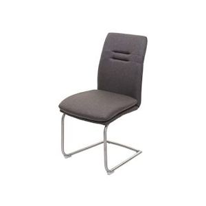 Mendler Eetkamerstoel HWC-H70, keukenstoel sledestoel stoel, stof/textiel roestvrij staal geborsteld ~ grijsbruin - grijs Weefsel 73929