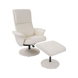 Mendler Relax fauteuil Helsinki, TV fauteuil Relax fauteuil met kruk ~ kunstleer, crème - beige Synthetisch materiaal 35780