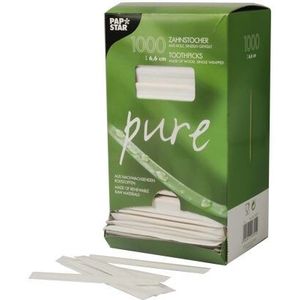 PAPSTAR, Tandenstoker, hout per stuk verpakt "pure" rond 6,5 cm - 16701