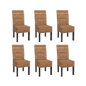 Mendler Set van 6 eetkamerstoelen rieten stoel M69 stoel BALI banaan rieten ~ donker, zonder kussen - bruin 14871+14871+14871
