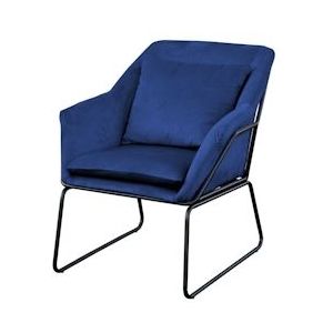 SVITA JOSIE fauteuil gestoffeerde bijzetfauteuil blauw bank single relaxfauteuil fluweel - blauw Textiel 91350