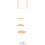 SalesFever Vloerlamp | met 3 houten schalen | Stof | B 39,5 x D 38 x H 153 cm | Wit - wit Multi-materiaal 397107