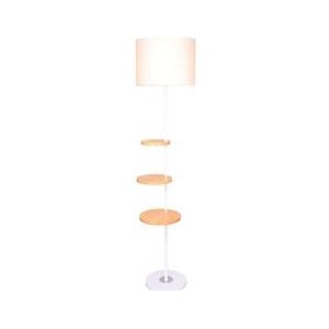 SalesFever Vloerlamp | met 3 houten schalen | Stof | B 39,5 x D 38 x H 153 cm | Wit - wit Multi-materiaal 397107