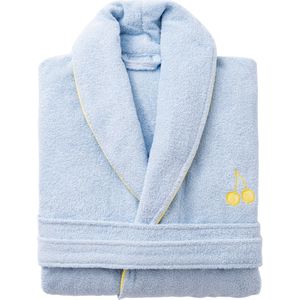 Benetton - Badjas L/Xl 380 gsm 100% blauw katoen met gele kersenvruchten Be - L/XL blauw BE451