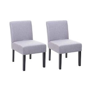 Mendler Set van 2 eetkamerstoel HWC-F61, stoel loungestoel, stof/textiel ~ grijs - grijs Textiel 70173