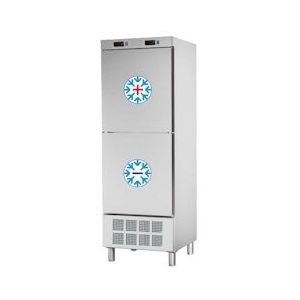 Gecombineerde koelkast-koelvriescombinatie 1 deur 560x542 en 1 vriescompartement - 700x720x2070 mm - 650 W 230/1V - 78120609 Eurast - grijs Roestvrij staal 78120609