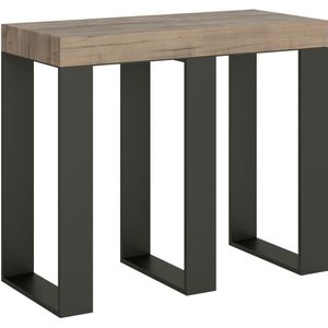 Uitschuifbare console 90x40/196 cm Sintesi Small Antraciet Natuurlijk Eiken structuur - 8055728642010