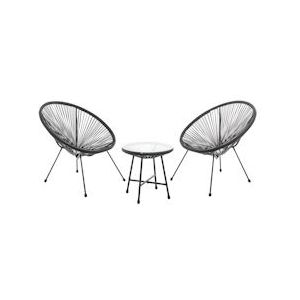 SVITA BALI Balkonmeubelset Loungeset Relax Egg-Chair Wicker Design Geel Zwart - zwart Kunststof 92256