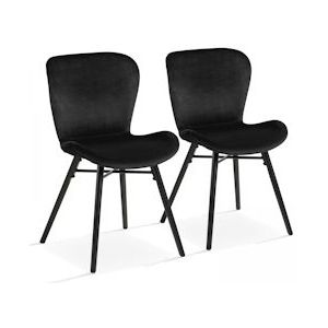 Oviala Business Set van 2 zwart fluwelen stoelen - zwart 108778