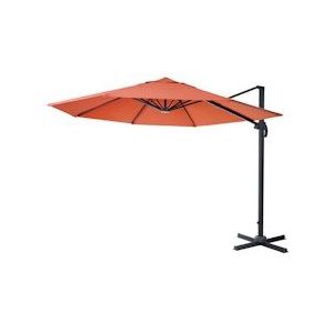 Mendler Zweefparasol HWC-A96, parasol, rond Ø 3m polyester aluminium/staal 23kg ~ terracotta zonder voet, draaibaar - oranje Textiel 138539+122472
