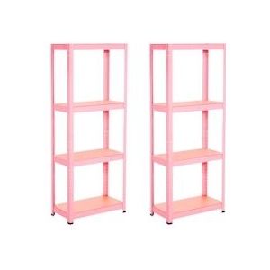 Set van 2 planken metalen roze met 4 verstelbare planken 148x60x30cm 240kg 7house - roze Staal 8429160024947