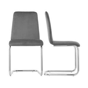 Merax sledestoelen (2 stuks), set van 2 eetkamerstoelen, fluwelen gestoffeerde stoelen, schommelstoelen, metalen frame, grijs - grijs Multi-materiaal WF316764AAG