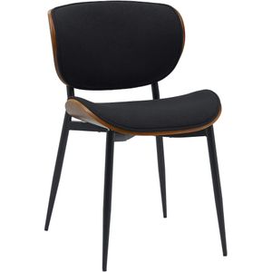 CLP Enid bezoekersstoel I Comfortabele fauteuil met rugleuning en bekleding Stof/walnoot/zwart