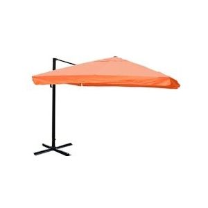 Mendler Zweefparasol HWC-A96, parasol, 3x4m (Ø5m) polyester/aluminium 26kg ~ klep, terracotta zonder voet, draaibaar - oranje Textiel 134333+122472