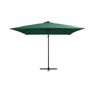 VidaXL Zweefparasol LED-verlichting Stalen Paal 250x250 cm Groen