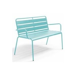 Oviala Business Turquoise metalen terrasbank - Oviala - blauw Staal 108464