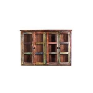 SIT Möbel Kastuitbreiding | 4 deuren met glasinzet | sloophout gekleurd | B 160 x D 40 x H 110 cm | 09145-98 | Serie RIVERBOAT - meerkleurig Multi-materiaal 09145-98