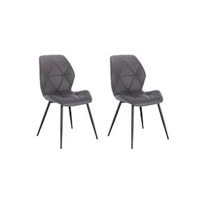 SVITA JAMIE set van 2 eetkamerstoelen gestoffeerde stoel zonder armleuningen kunstleer grijs - grijs Synthetisch materiaal 91113