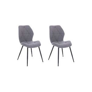 SVITA JAMIE set van 2 eetkamerstoelen gestoffeerde stoel zonder armleuningen stof lichtgrijs - grijs Textiel 91115