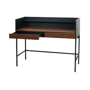 Mendler Bureau HWC-J79, bureau computertafel werktafel, lade 120x50cm hout metaal ~ walnoot-look - bruin Hout 86646+83235