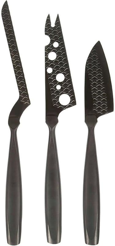 Boska Kaasmessenset Monaco+ Zwart - 3-delig - incl. Leren Hoes - RVS - Extra non-stick
