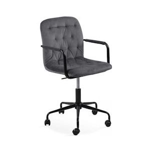 Oviala Business Grijze fluwelen bureaustoel met wieltjes - grijs 108788