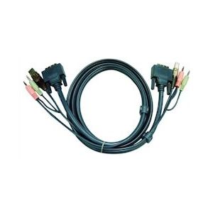 ATEN 2L-7D05U KVM Kabel DVI-D (Single Link), USB, Audio, zwart, 5 m - zwart 2L-7D05U