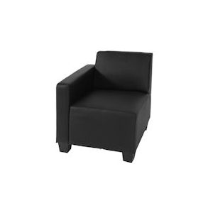 Mendler Modulair zijpaneel links, fauteuil met armleuning Lyon, kunstleer ~ zwart - zwart Synthetisch materiaal 21696